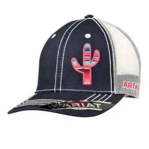 ARIAT Offset Striped Cactus (Navy/White) - Trucker Cap