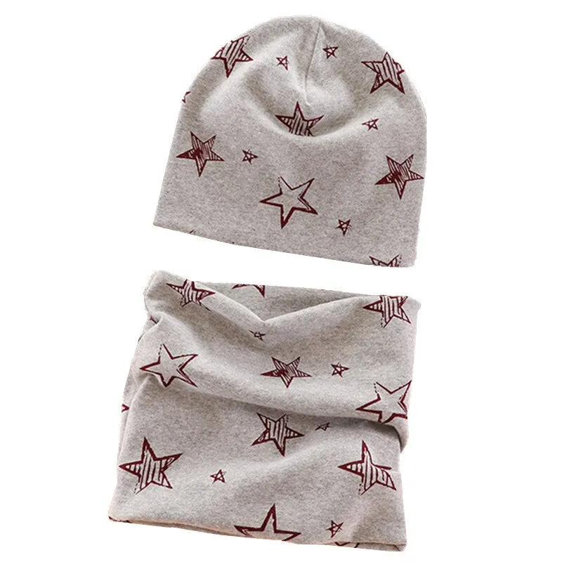 Children Autumn Velvet Neckerchief Cap Two-Piece Winter Plush Warm Beanies Scarves Set Cartoon Baby Cotton Collar Scarf Hats Set