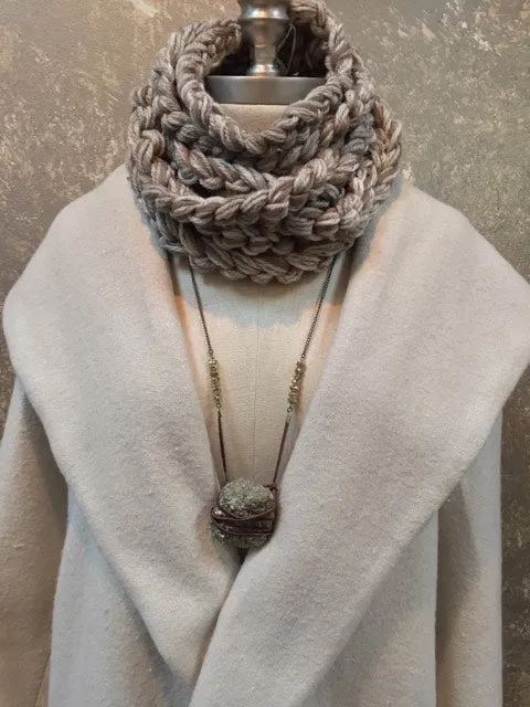 Crochet Strand Cowl Scarf Sand Multi