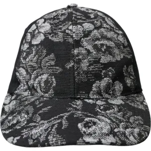 Dolce & Gabbana Black Silver Floral Print Baseball Hat Men