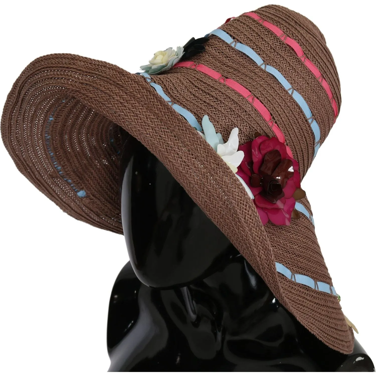 Dolce & Gabbana Elegant Floppy Straw Hat with Floral Accents