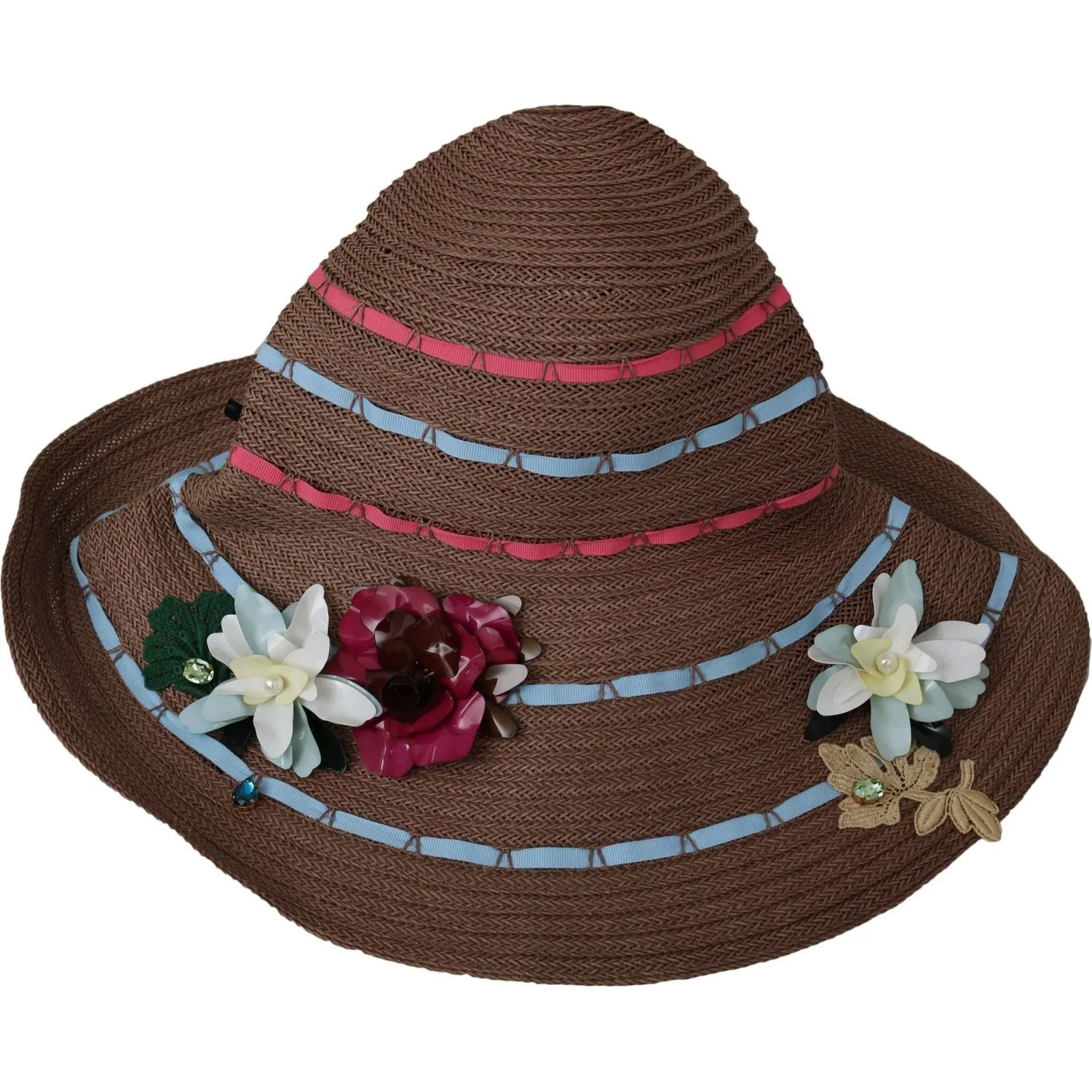 Dolce & Gabbana Elegant Floppy Straw Hat with Floral Accents