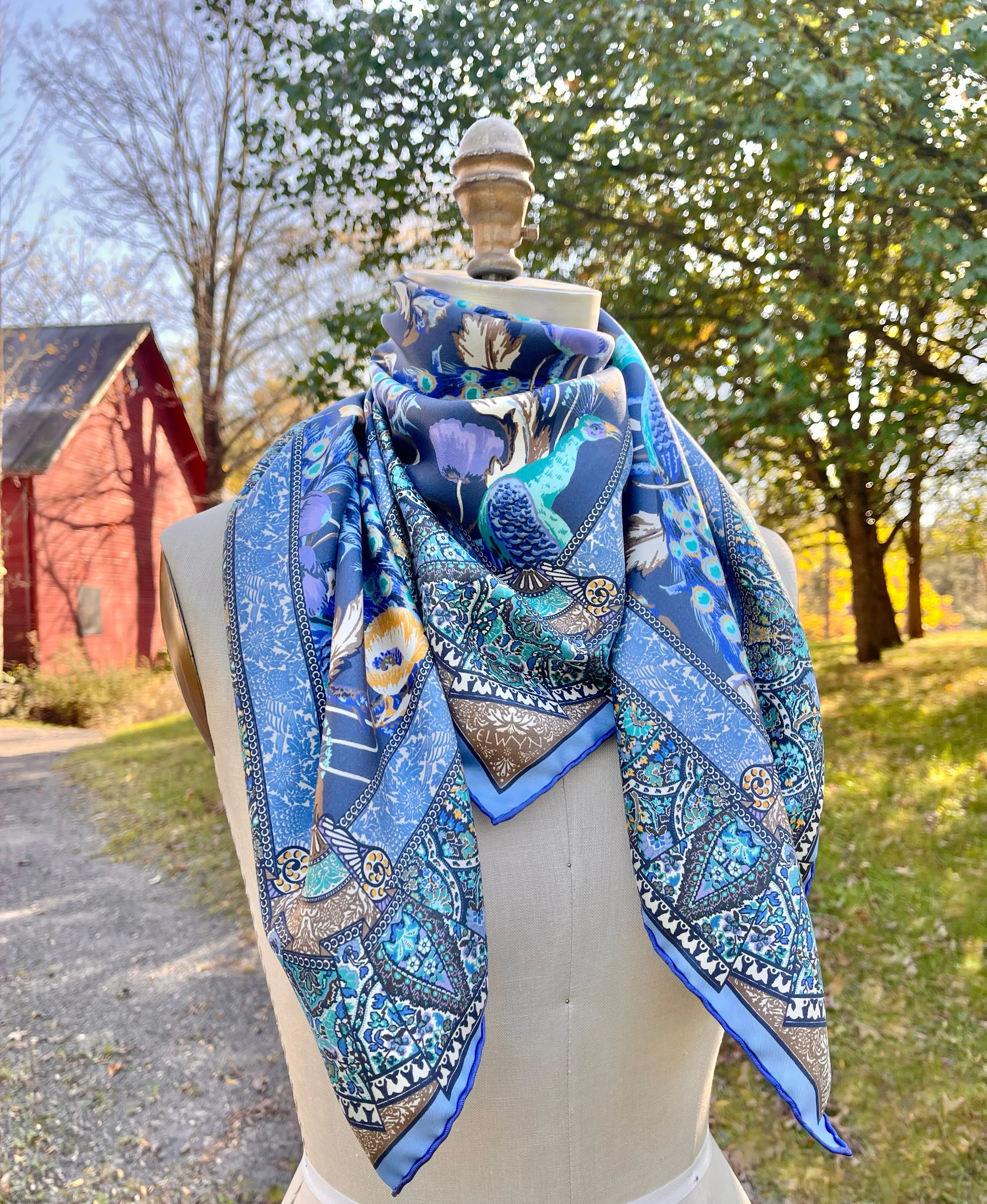 Elwyn New York Poppy Peacock Party Scarf