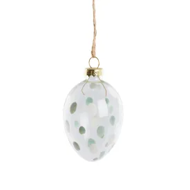 Fedora Glass Egg ornament H7 cm. green