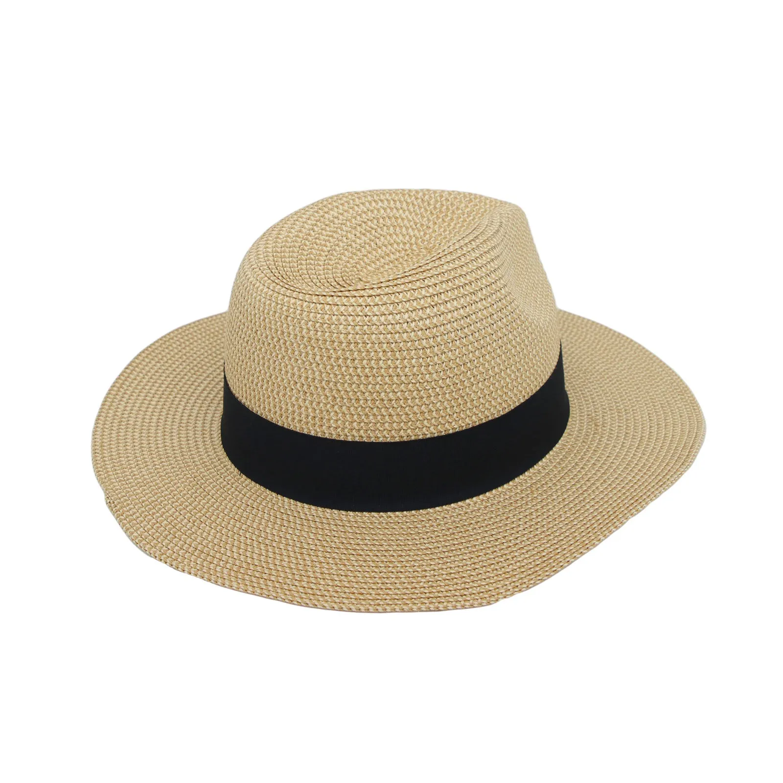 Fedora Panama Sun Hat Wide Brim Straw Black Banded SL61336