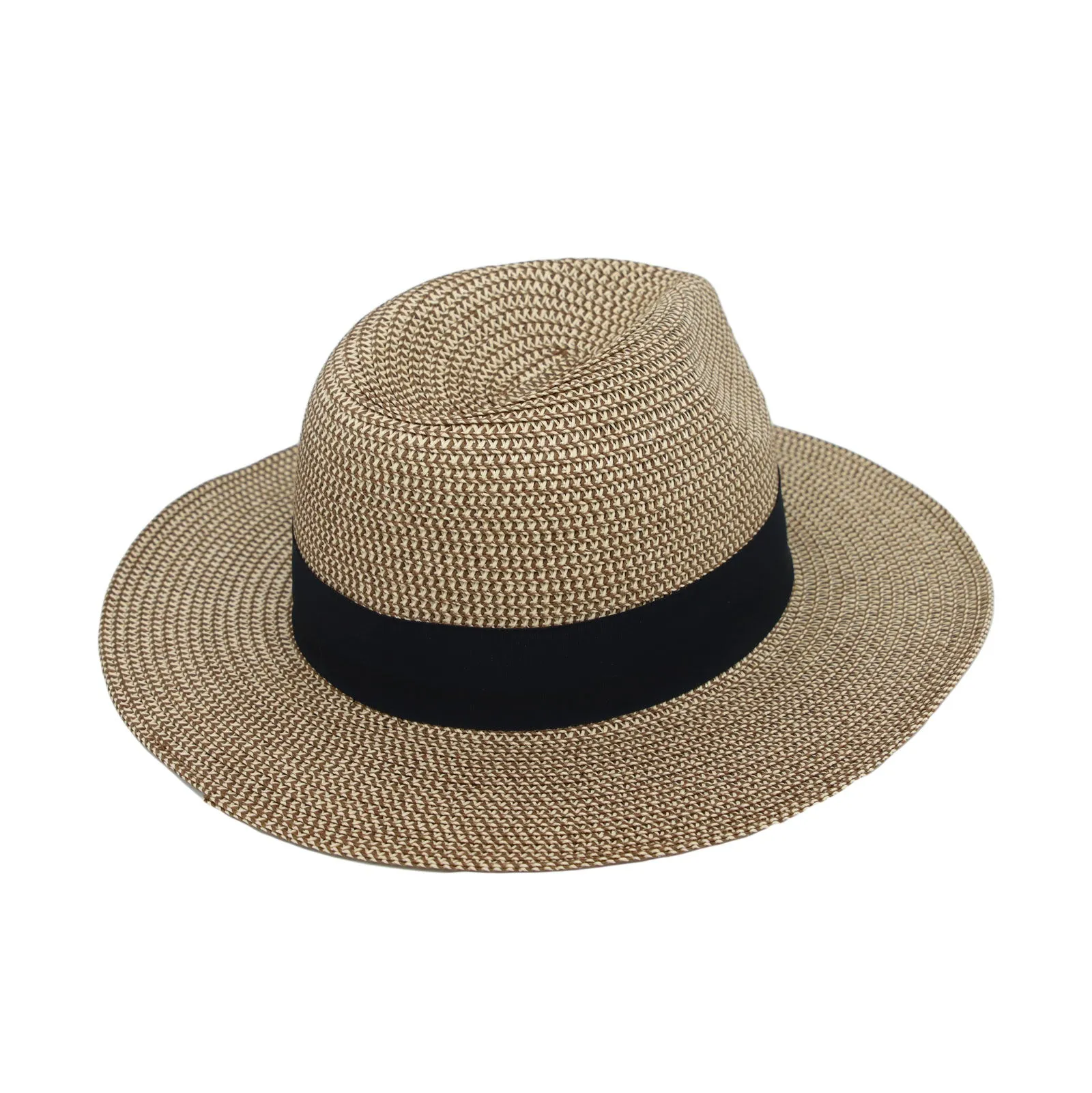 Fedora Panama Sun Hat Wide Brim Straw Black Banded SL61336