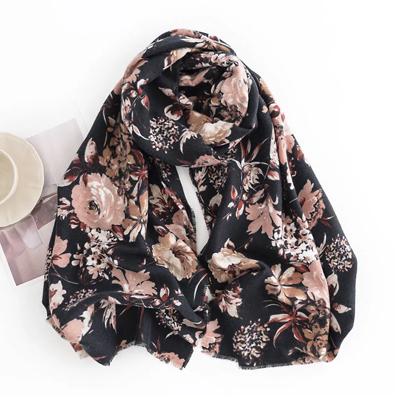 FH23-5408 Floral print winter scarf