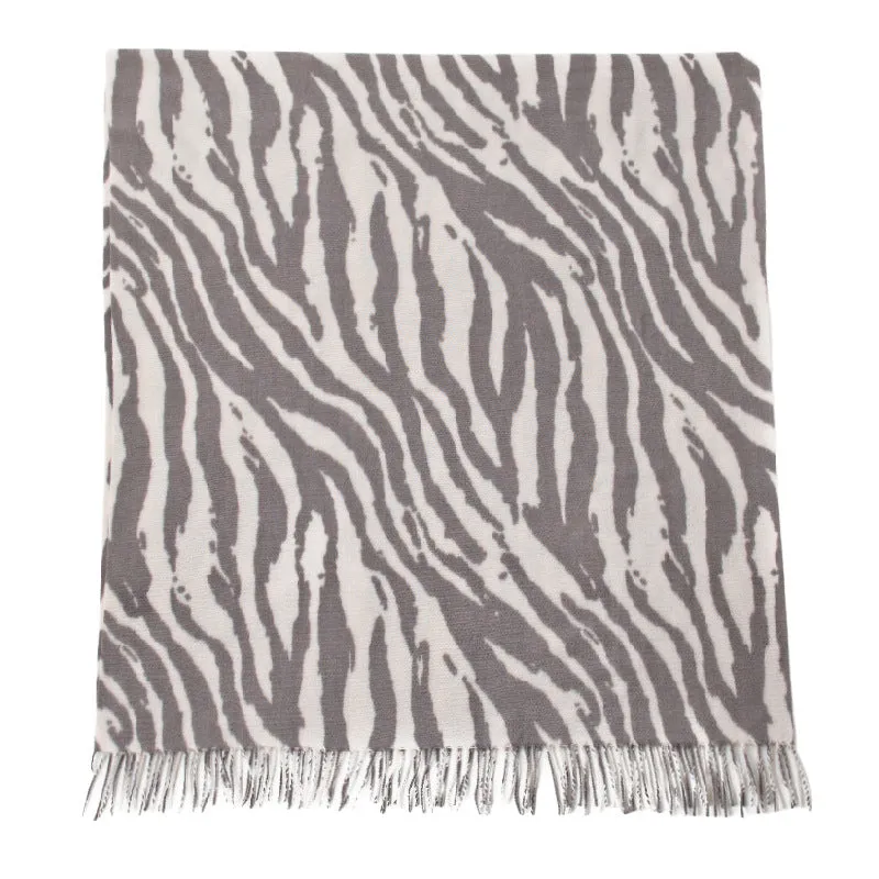 FH24-5770 Silver-grey animal print shawl scarf  winter scarf