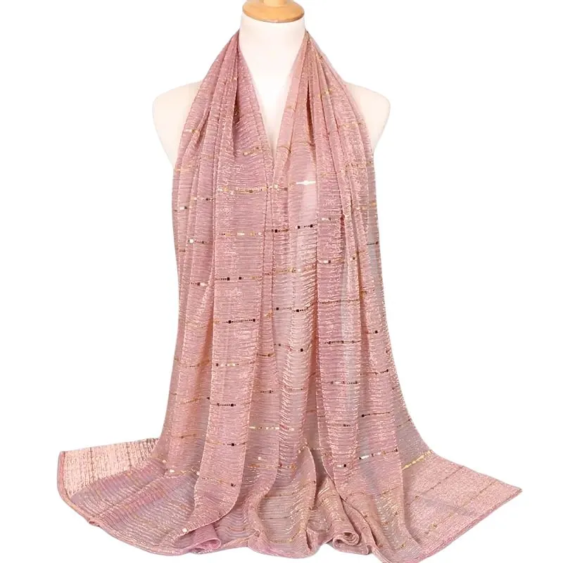 Lightweight Metallic Sequins Soft Head Scarf Shawl M32