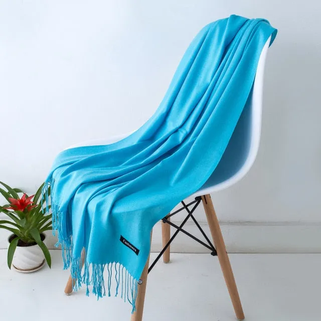 Luxury Wrap Cashmere Solid Pashmina Scarf