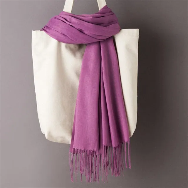 Luxury Wrap Cashmere Solid Pashmina Scarf