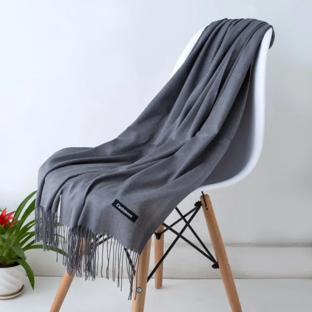 Luxury Wrap Cashmere Solid Pashmina Scarf