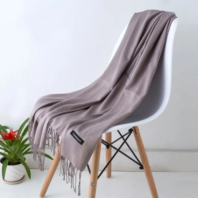 Luxury Wrap Cashmere Solid Pashmina Scarf