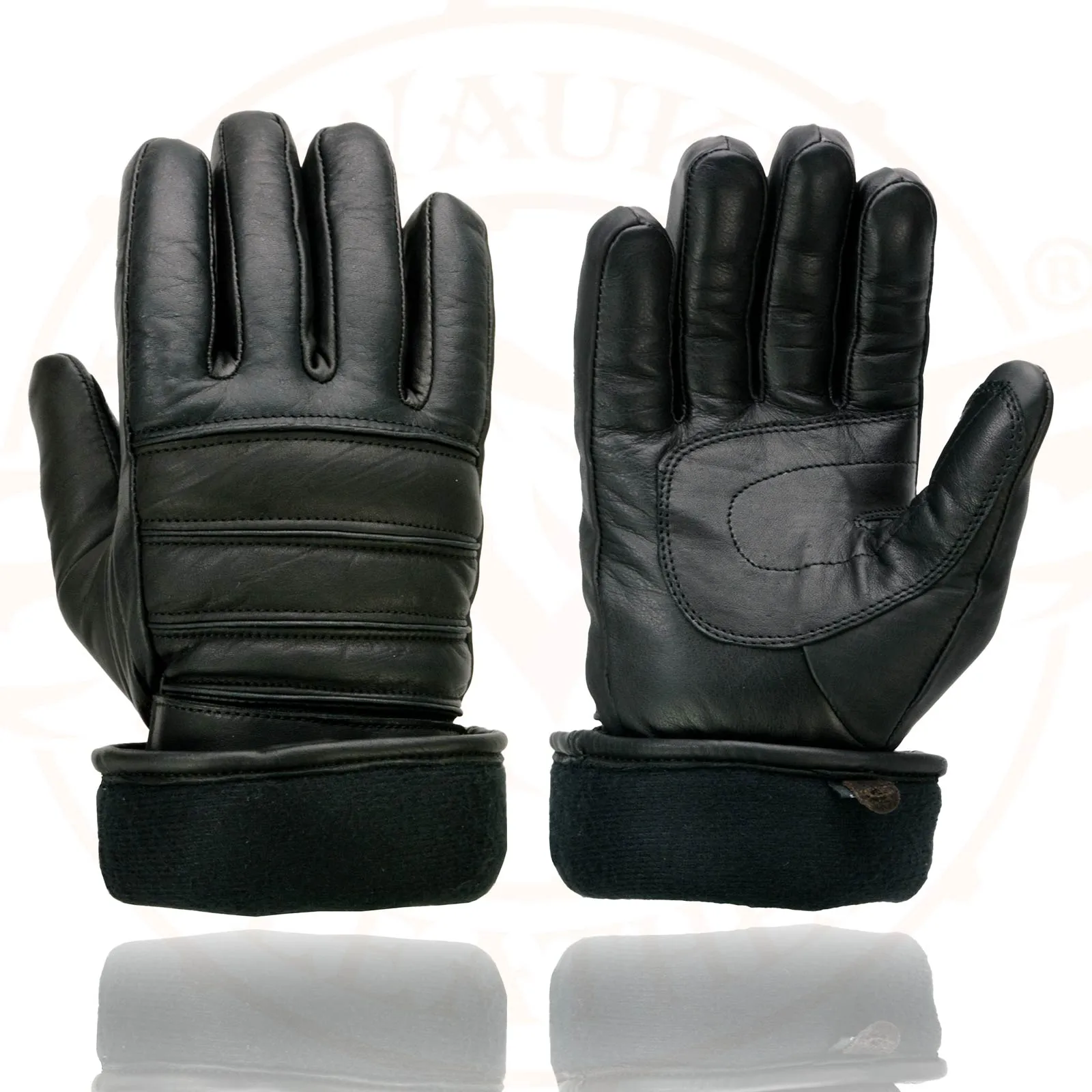 Milwaukee Leather SH232 Men's Black Leather Warm Lining Gauntlet