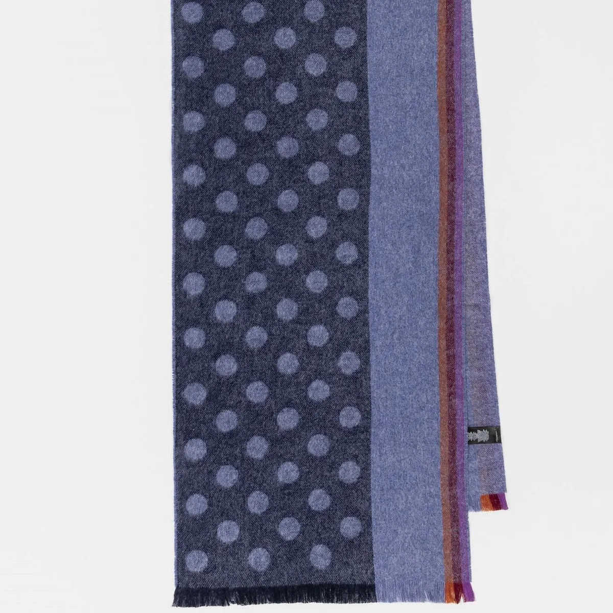 Paul Smith - Men's Scarf PS Edge Stripe Polka Dot in Blue