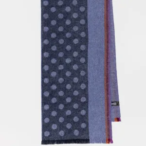 Paul Smith - Men's Scarf PS Edge Stripe Polka Dot in Blue