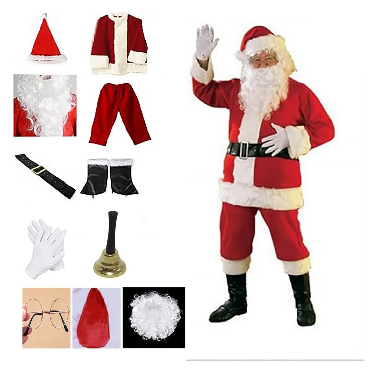 Santa Costumes - Deluxe Santa Claus Costume 11-Piece Set