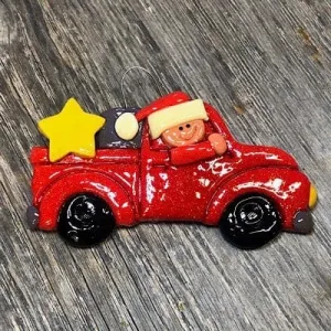 Santa Red Truck Ornament