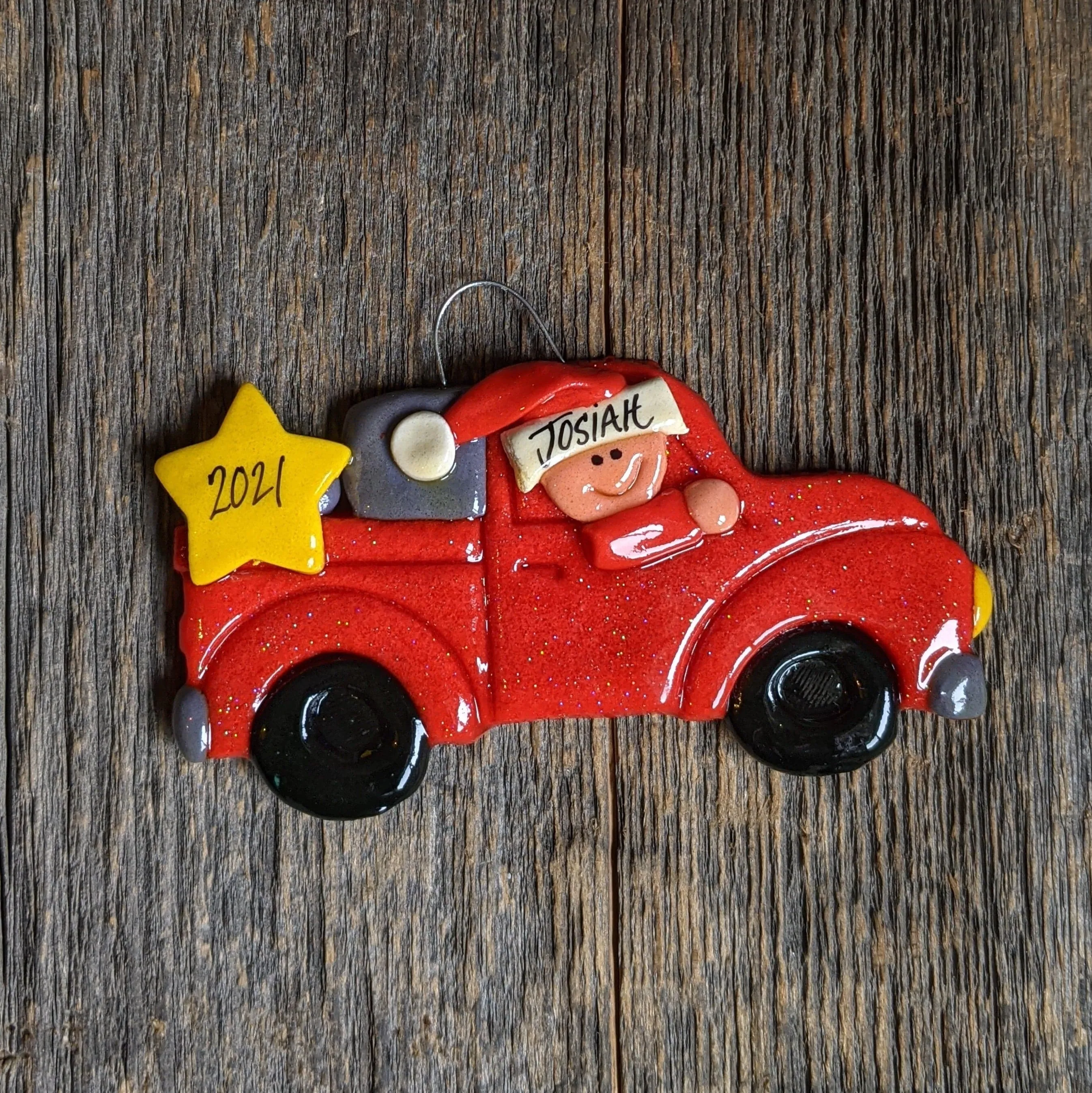 Santa Red Truck Ornament