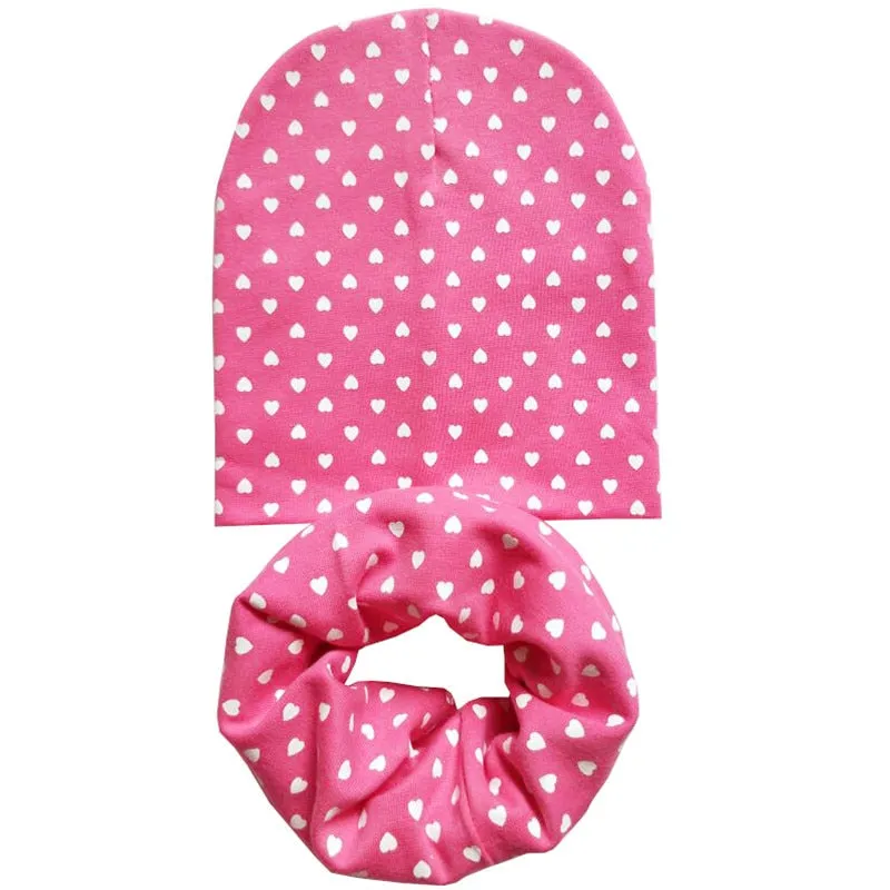 Spring Autumn Winter Cotton Children Hat Cap Set Boys Girls Neck Scarf Warm Cap Kids Beanies Sets Knitted Baby Hat Scarf