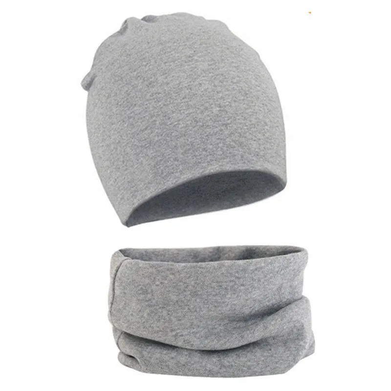 Spring Autumn Winter Cotton Children Hat Cap Set Boys Girls Neck Scarf Warm Cap Kids Beanies Sets Knitted Baby Hat Scarf