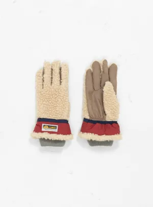 Teddy 5 Finger Glove Beige & Wine