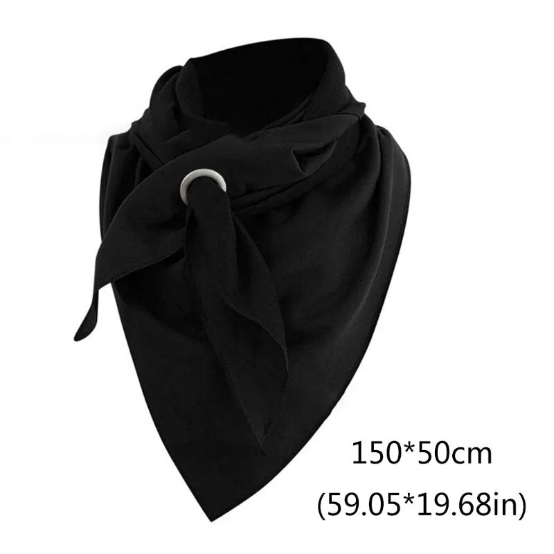 Winter Thicken Warm Large Triangle Scarf with Hole Ring Simple Solid Color Neck Warmer Cold Weather Blanket Shawl Wrap