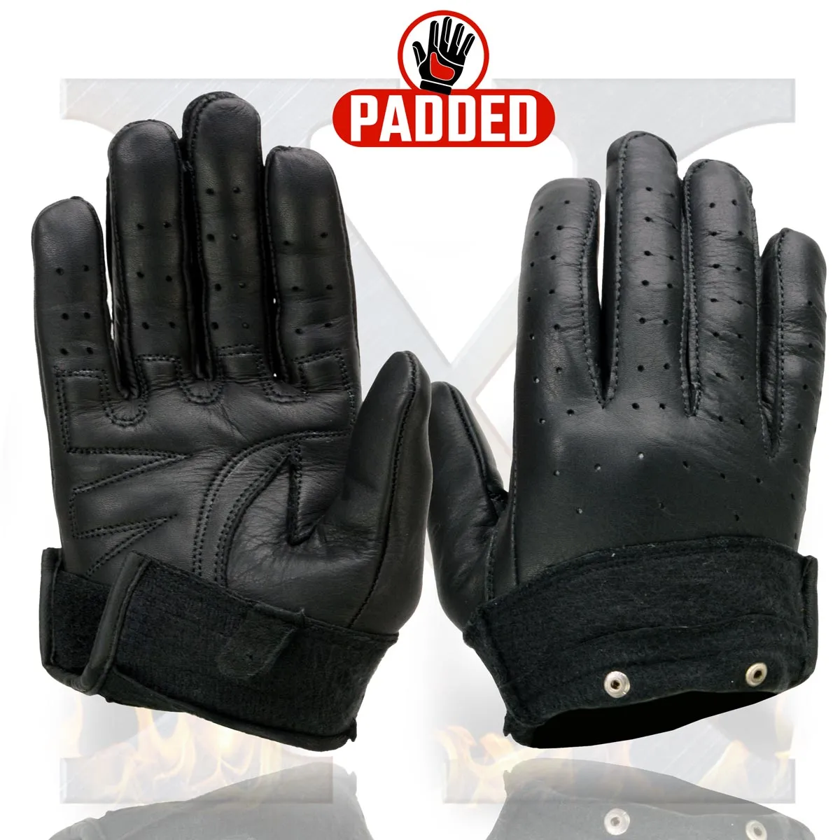 Xelement XG7710 Women's Black Leather 'Driving' Gloves with Perforated