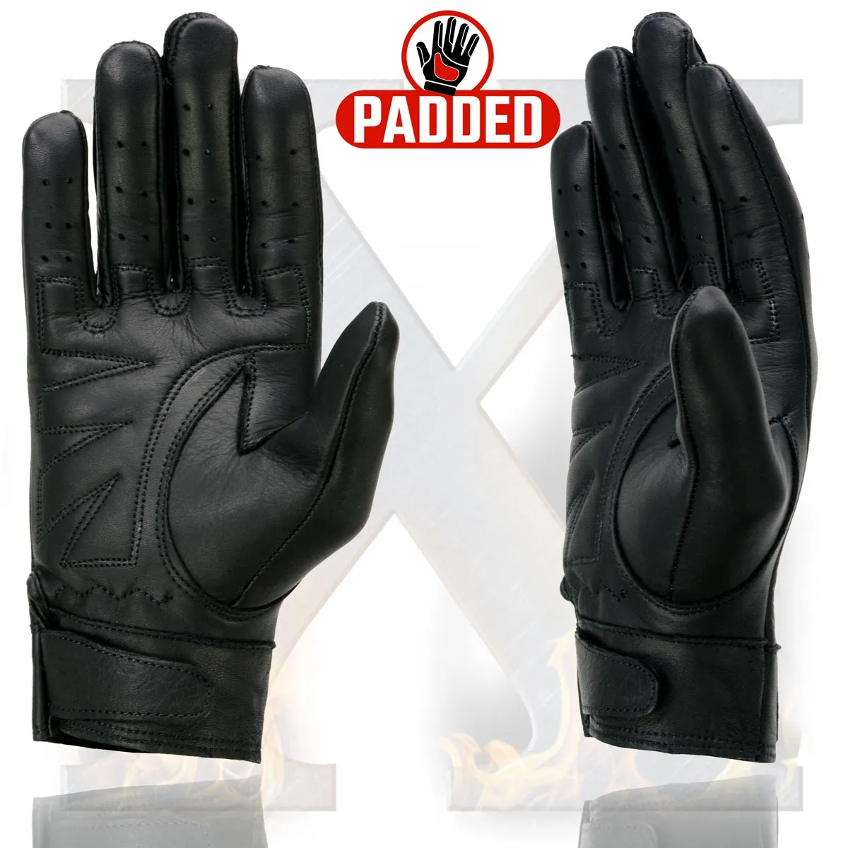 Xelement XG7710 Women's Black Leather 'Driving' Gloves with Perforated